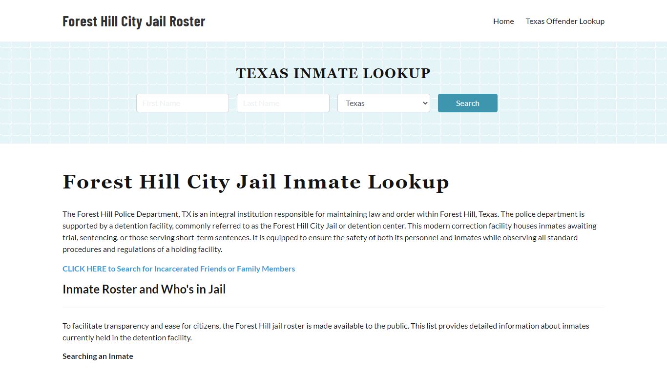 Forest Hill Police Department & City Jail, TX Inmate Roster, Arrests ...