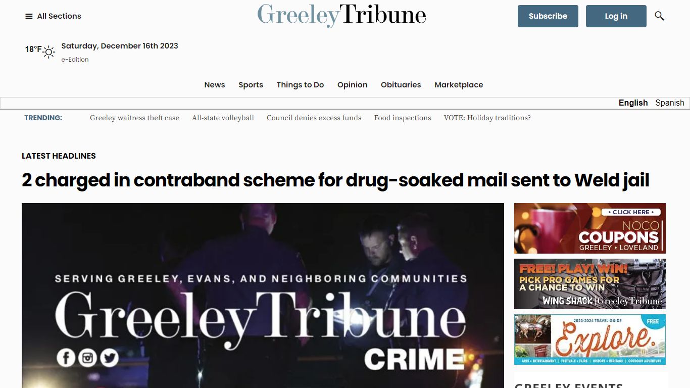 2 charged in contraband scheme for drug-soaked mail sent to Weld jail